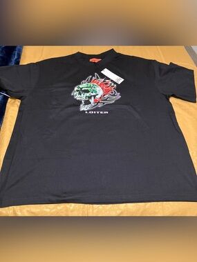 Loiter Black Graphic Skull Tee size XXL